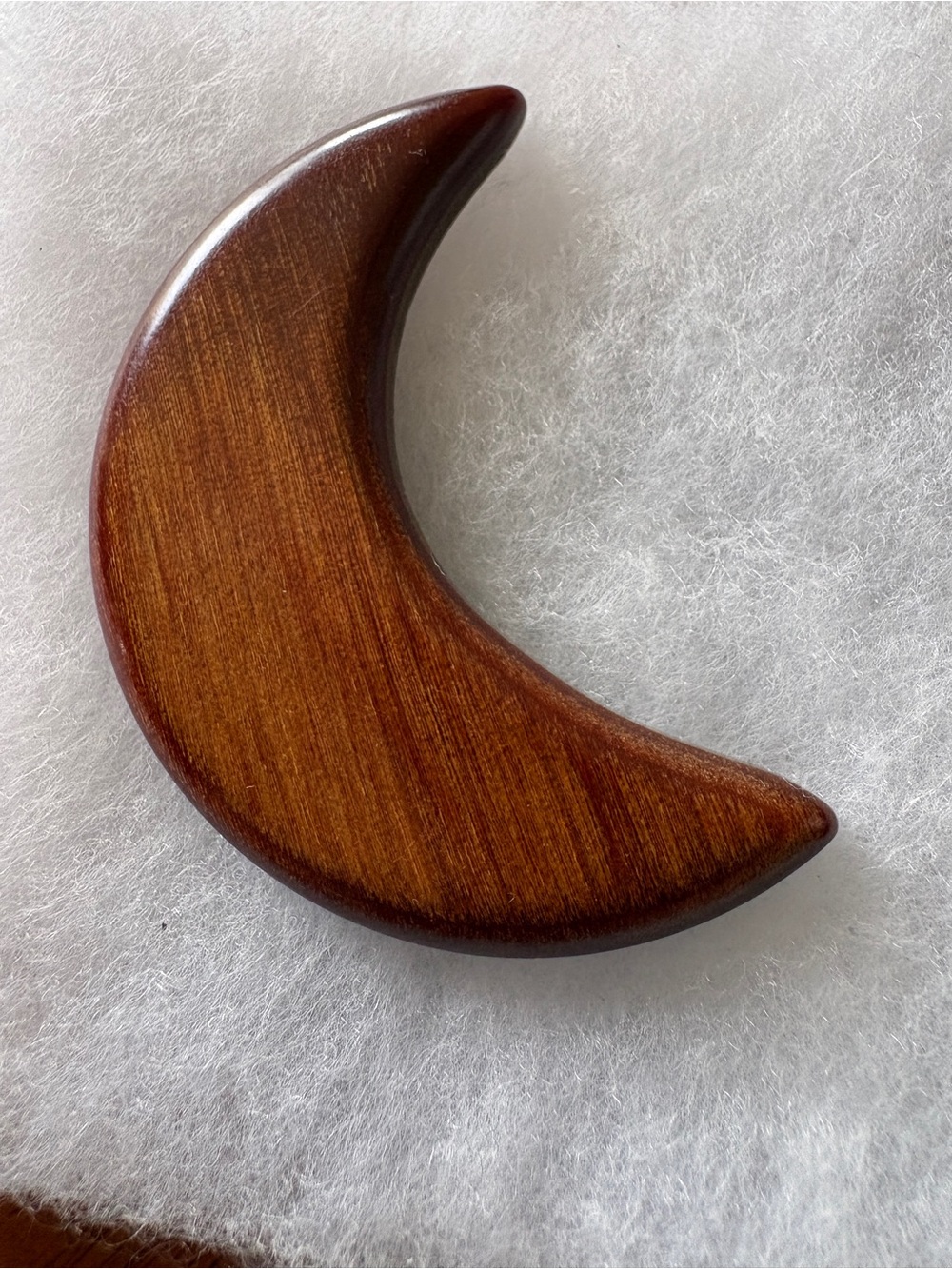 Wood Crescent Moon Pin